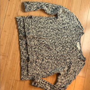 Vintage Havana Cable Knit Black and White Oversize Sweater with Cutouts sz M